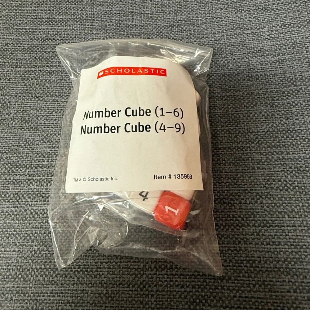 Scholastic Number Cube Set 1-6 and 4-9 Red White Math Dice Item  NEW
